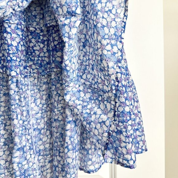 XIRENA Blue Floral Cotton Silk Blend High Low Midi Skirt Size S - Picture 6 of 8